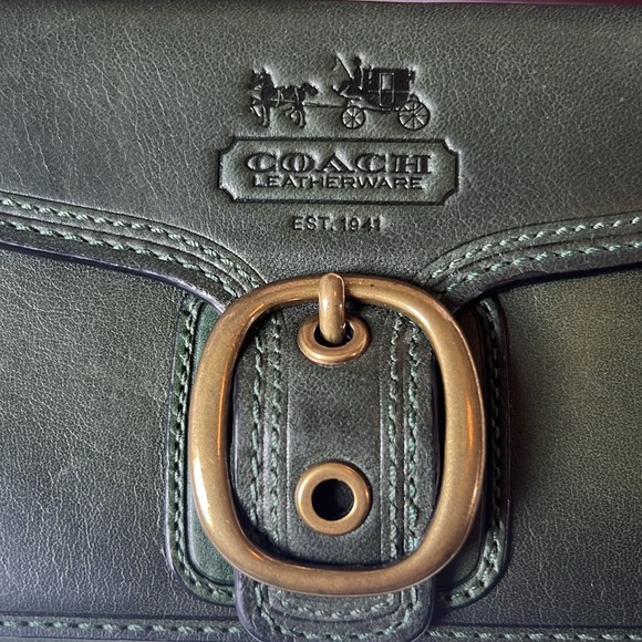 New in Box Coach Bleecker Bottle Green Checkbook Wallet Tattersall Lining w/tags - Picture 2 of 13